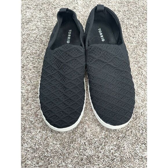 Torrid Stretch Knit Slip-On Sneaker Black Women’s 10.5WW Stretch Textured Flats - Picture 7 of 10